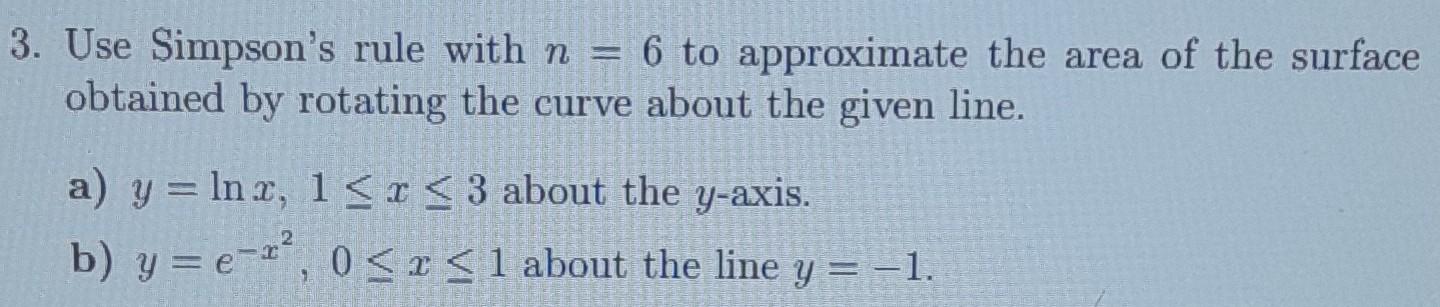 3 Use Simpsons Rule With N6 To Approximate The 3811