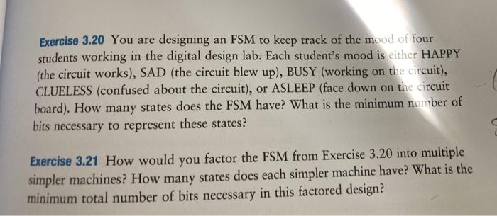 Solved Exercise 3.20 You are designing an FSM to keep track | Chegg.com
