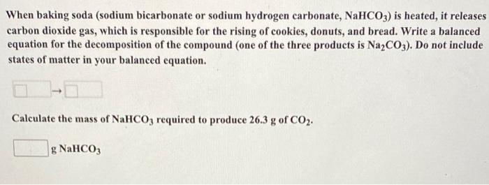 Decomposition of Sodium Bicarbonate - Balanced Equation
