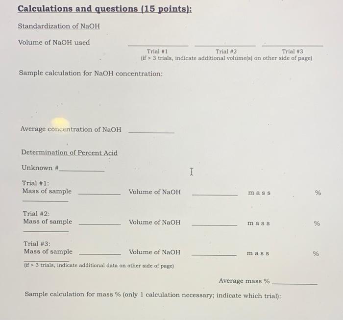 Solved Data: Standardization of NaOH Trial 1 Trial 2 Trial 3 | Chegg.com