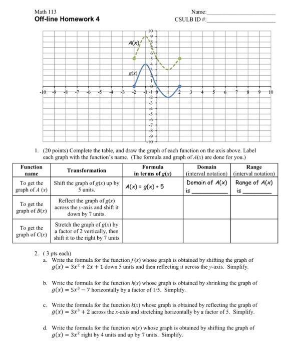 Solved Math 113 Name: Off-line Homework 4 CSULB ID #: 1. (20 | Chegg.com