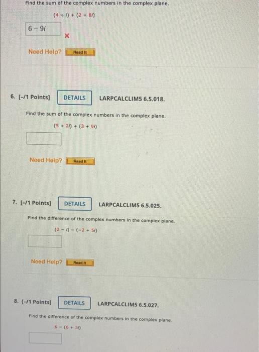 Solved Find the sum of the complex numbers in the complex | Chegg.com