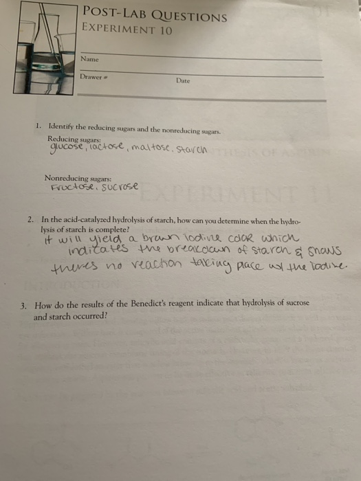 Solved POST-LAB QUESTIONS EXPERIMENT 10 Name Drawer 1. | Chegg.com