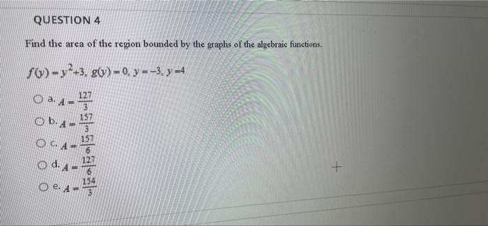 Solved QUESTION 4 Find The Area Of The Region Bounded By The | Chegg.com