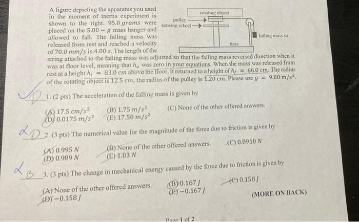 Solved A figure depicting the apparatus you used in the | Chegg.com