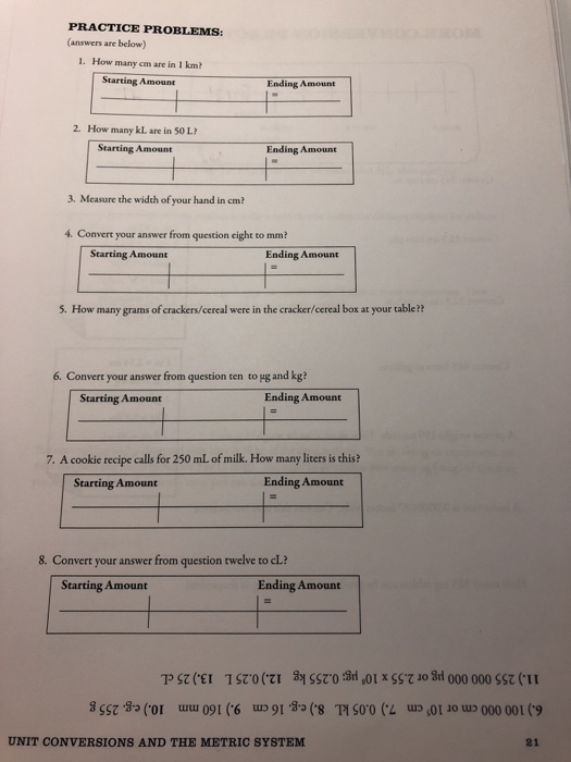 Cm Math Problem Solved PRACTICE PROBLEMS: (answers are below) 1. How many cm | Chegg.com