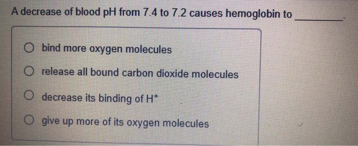 Solved A decrease of blood pH from 7.4 to 7.2 causes | Chegg.com