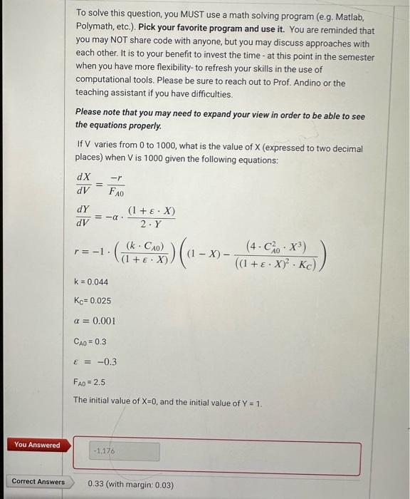Solved To solve this question, you MUST use a math solving | Chegg.com