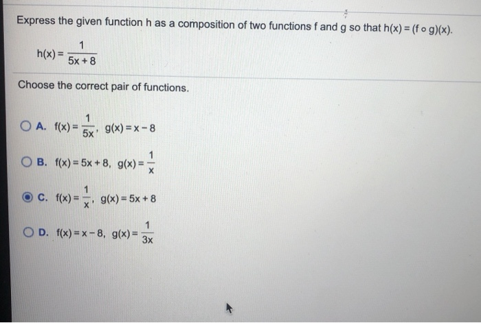 Solved Express The Given Function Has A Composition Of Tw Chegg Com