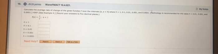 Solved 10. -78.33 points WaneFMAC7 10.4021. Calculate the | Chegg.com