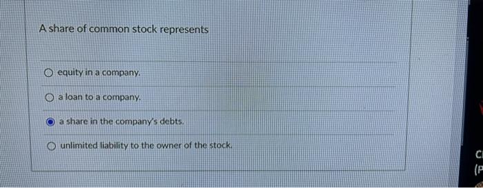 a share of common stock represents