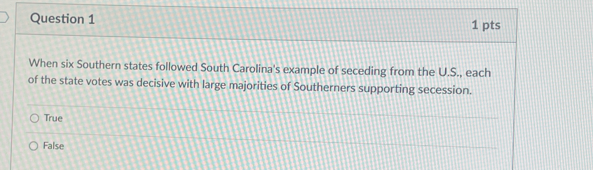 Solved Question 11ptsWhen six Southern states followed South | Chegg.com