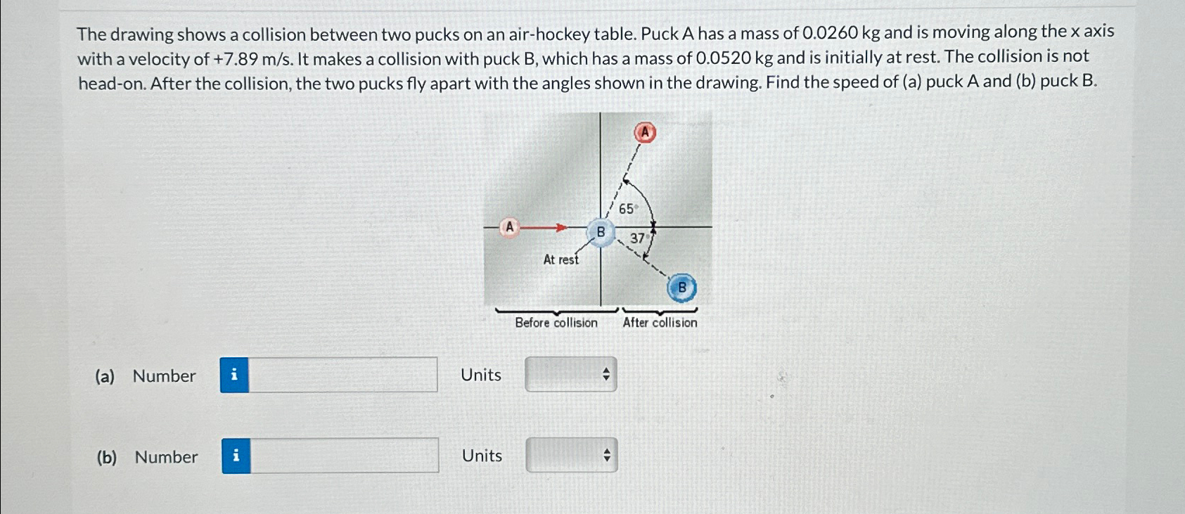 Solved The drawing shows a collision between two pucks on an | Chegg.com