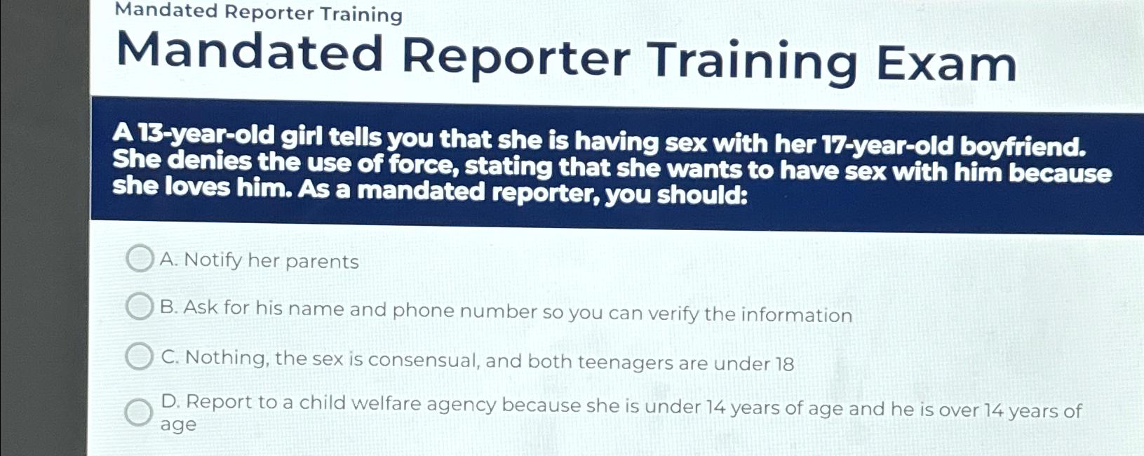 Solved Mandated Reporter Training Mandated Reporter Training | Chegg.com