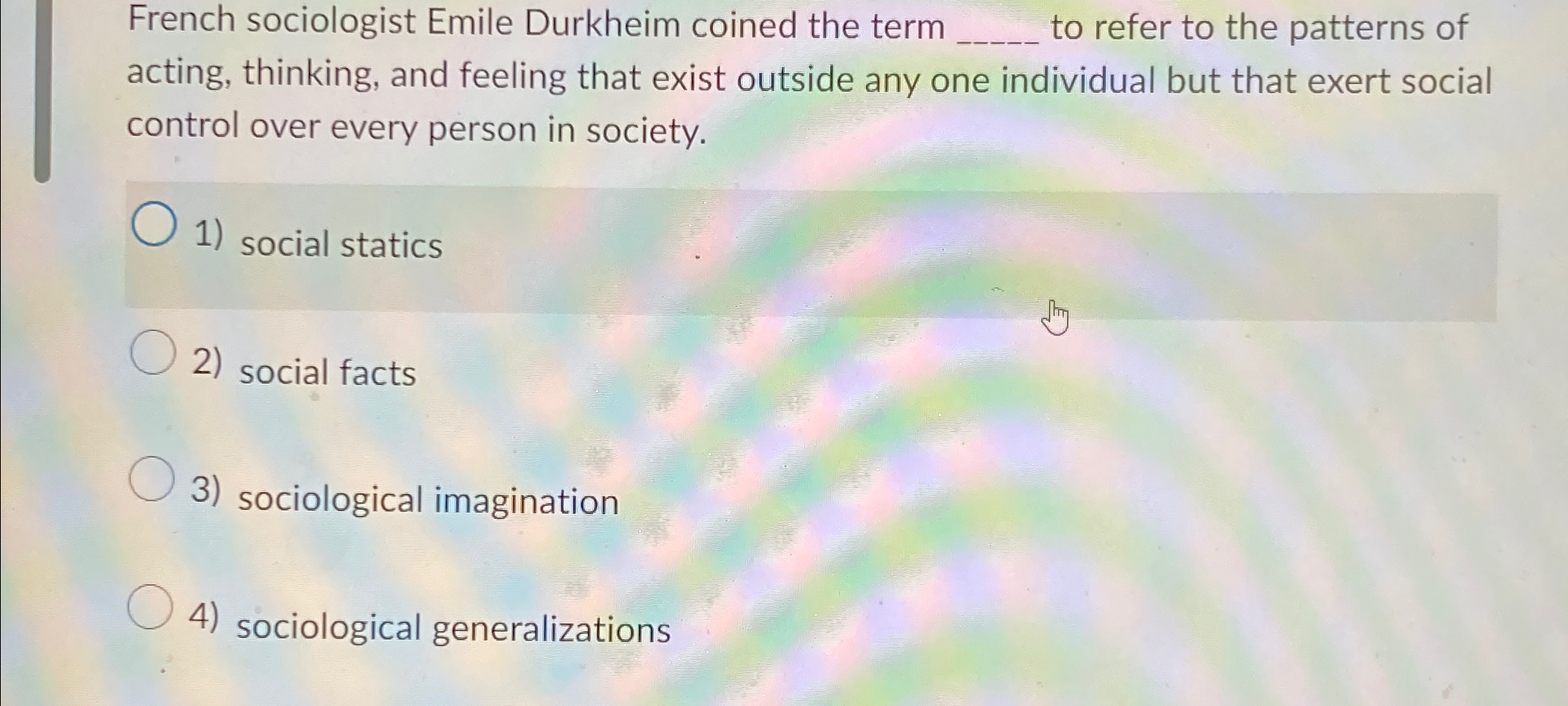 Solved French sociologist Emile Durkheim coined the term to | Chegg.com