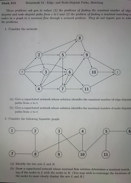 Solved Math 315Homework 14 - ﻿Edge- ﻿and Node-Disjoint | Chegg.com