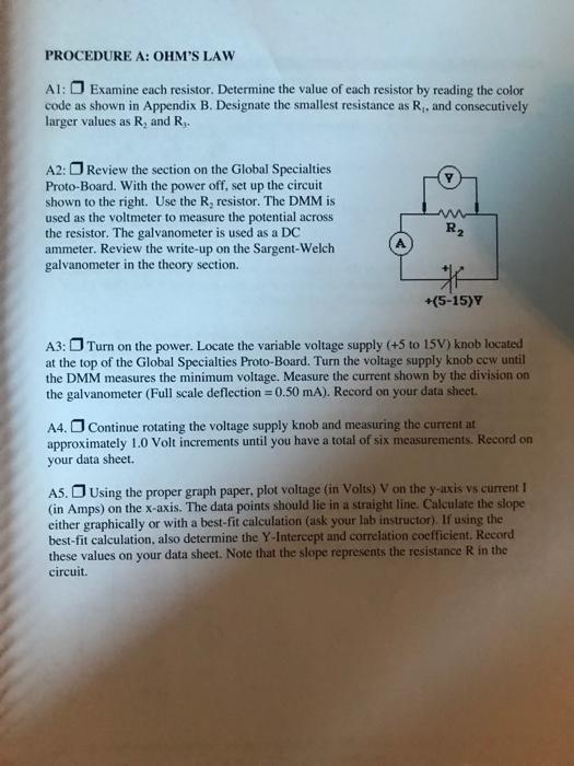 PROCEDURE A: Ohm's Law | Chegg.com