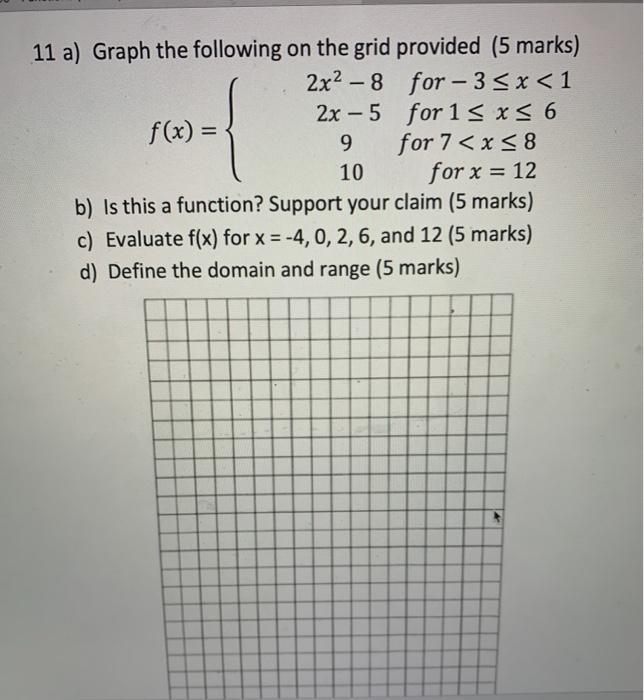 Solved 11 a) Graph the following on the grid provided (5 | Chegg.com