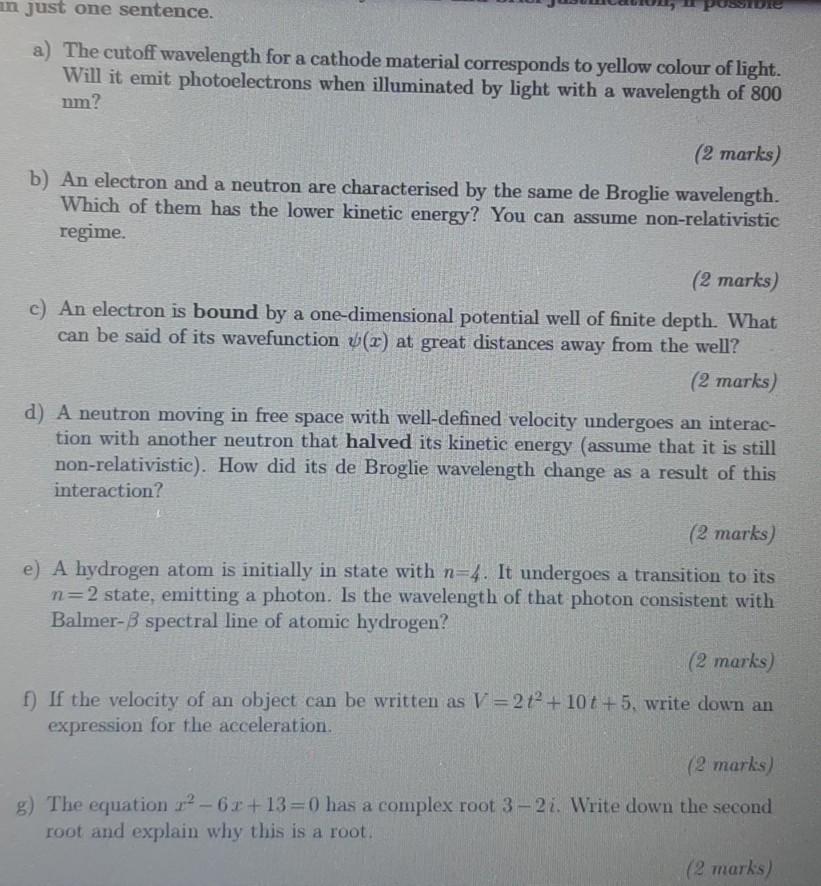 Solved an just one sentence. POST a) The cutoff wavelength | Chegg.com