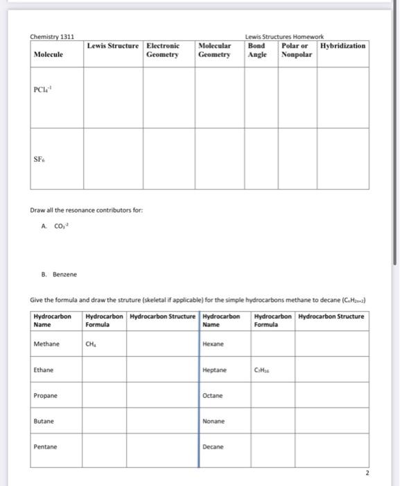 Solved Chemistry 1311 Lewis Structure Electronic Geometry 