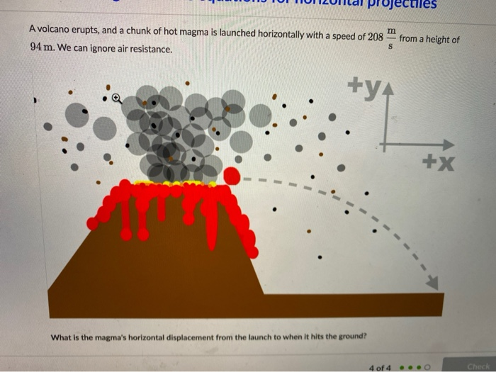 Solved les m A volcano erupts, and a chunk of hot magma is | Chegg.com