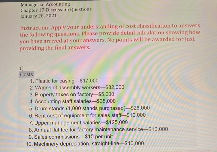 Solved Managerial Accounting Chapter 17-Discussion Questions | Chegg.com