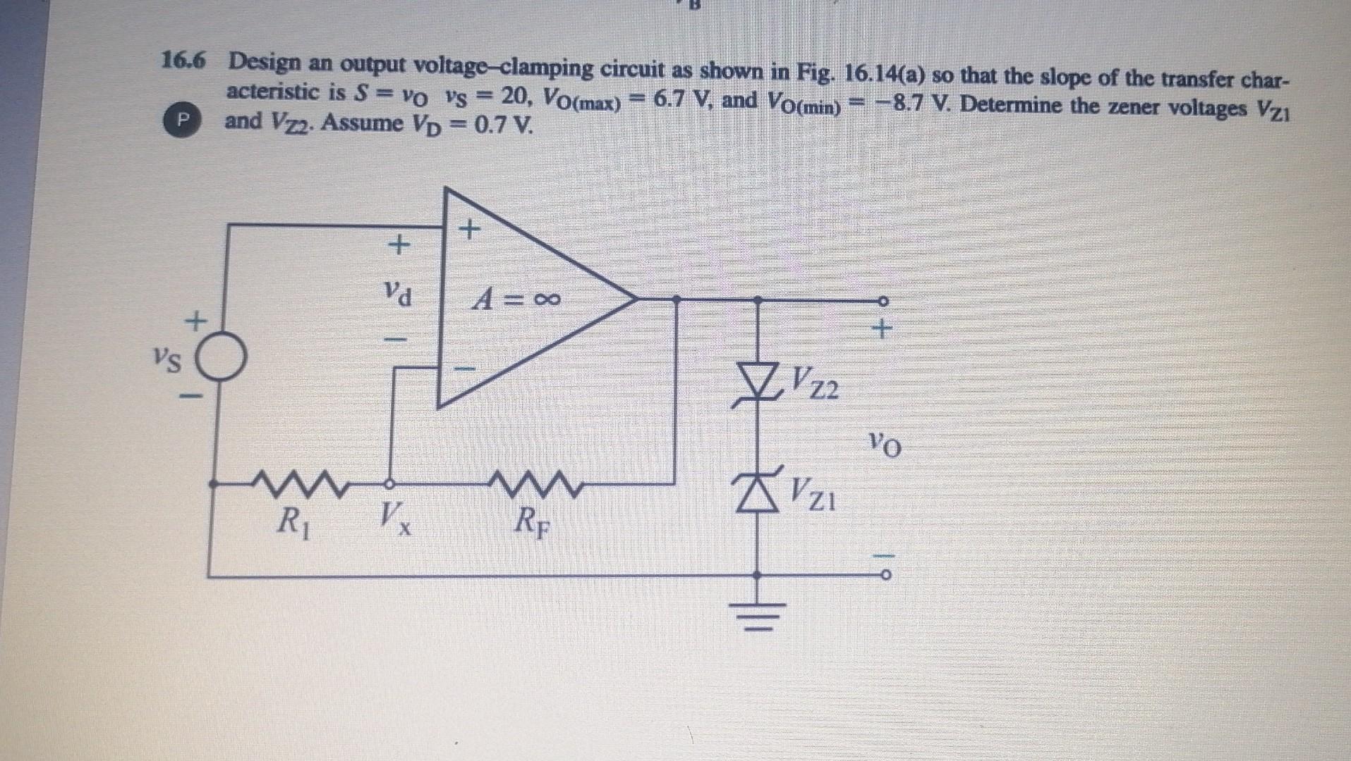 Solved 6.6 Design an output voltageclamping circuit as