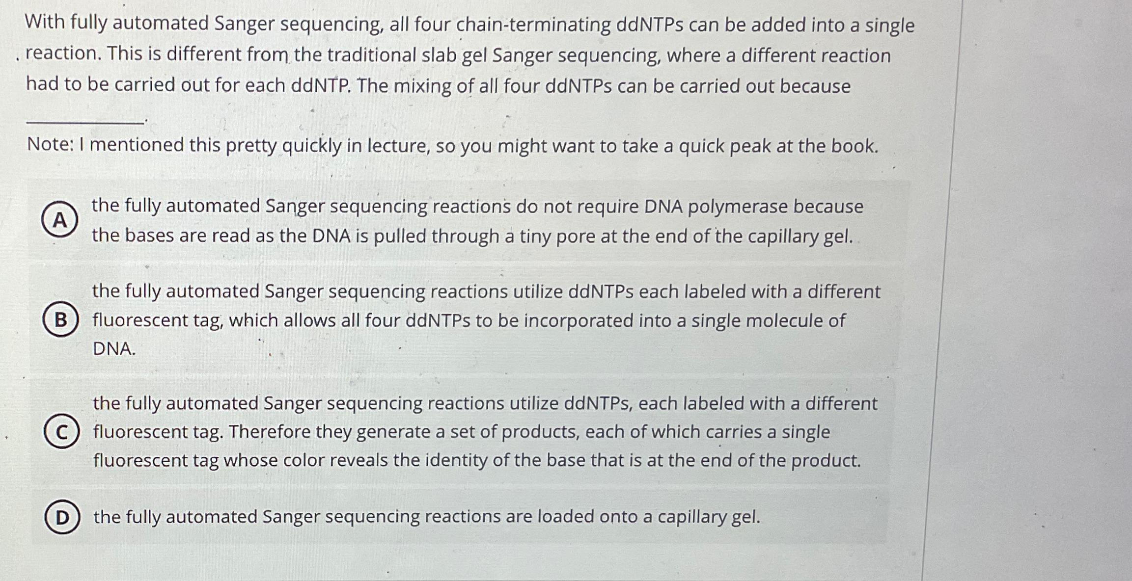 Solved With fully automated Sanger sequencing, all four | Chegg.com