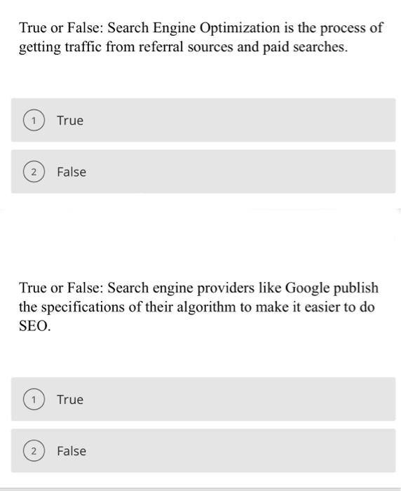 Solved 1.All one part. Answer full part. True or False: An | Chegg.com