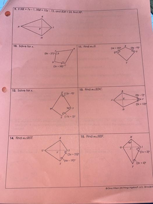 Unit 7 Polygons And Quadrilaterals Homework 8 Kites Chegg Com