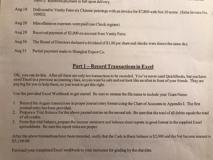 Aug 1 Aug 2 Aug 3 The Corporation Opened A Bank Chegg Com