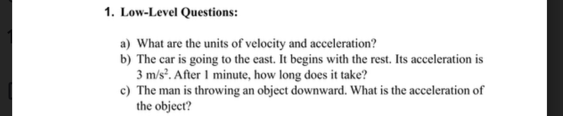 Solved Low-Level Questions:a) ﻿What are the units of | Chegg.com
