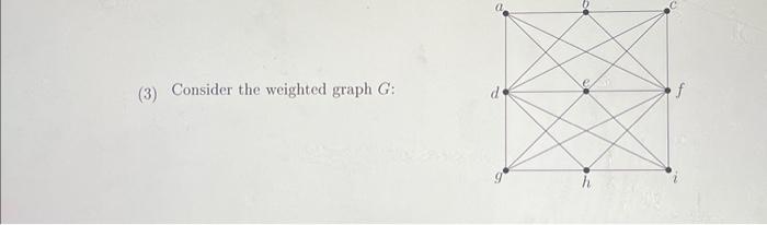 Solved (3) Consider the weighted graph G :4) With G as | Chegg.com