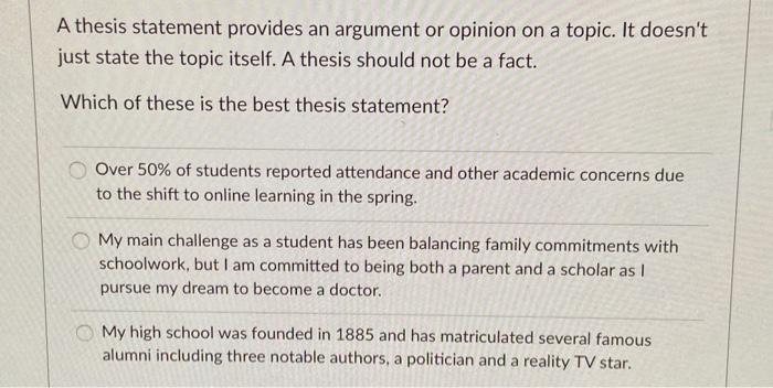 can a thesis statement be an opinion