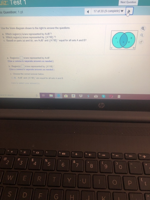 Solved uiz: Test 1 Next Question is Question: 1 pt 17 of 20 | Chegg.com