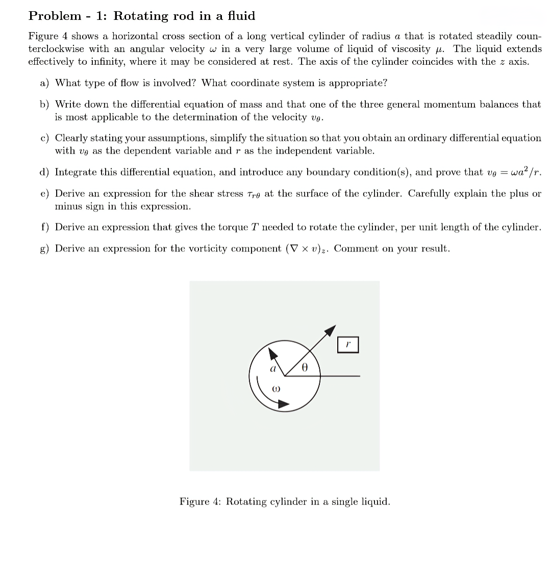 Solved Problem - 1: Rotating rod in a fluidFigure 4 ﻿shows a | Chegg.com