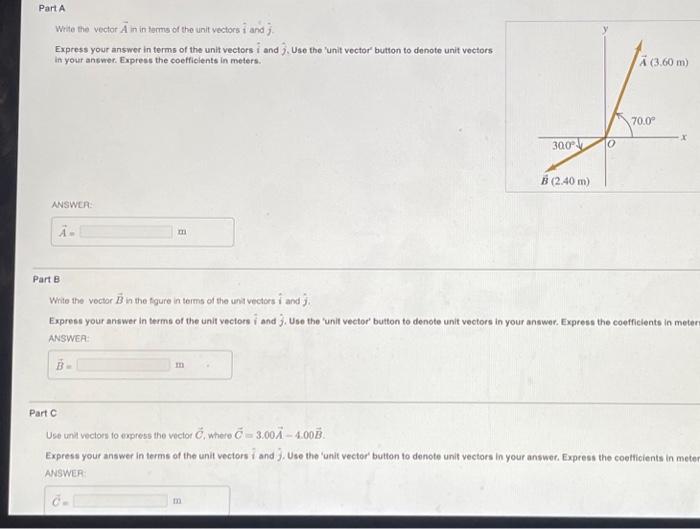 Solved White the vector Aˉ in in lems of the unit vectors i^ | Chegg.com