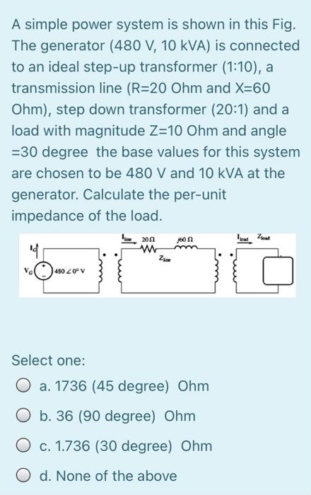 Solved A simple power system is shown in this Fig. The | Chegg.com
