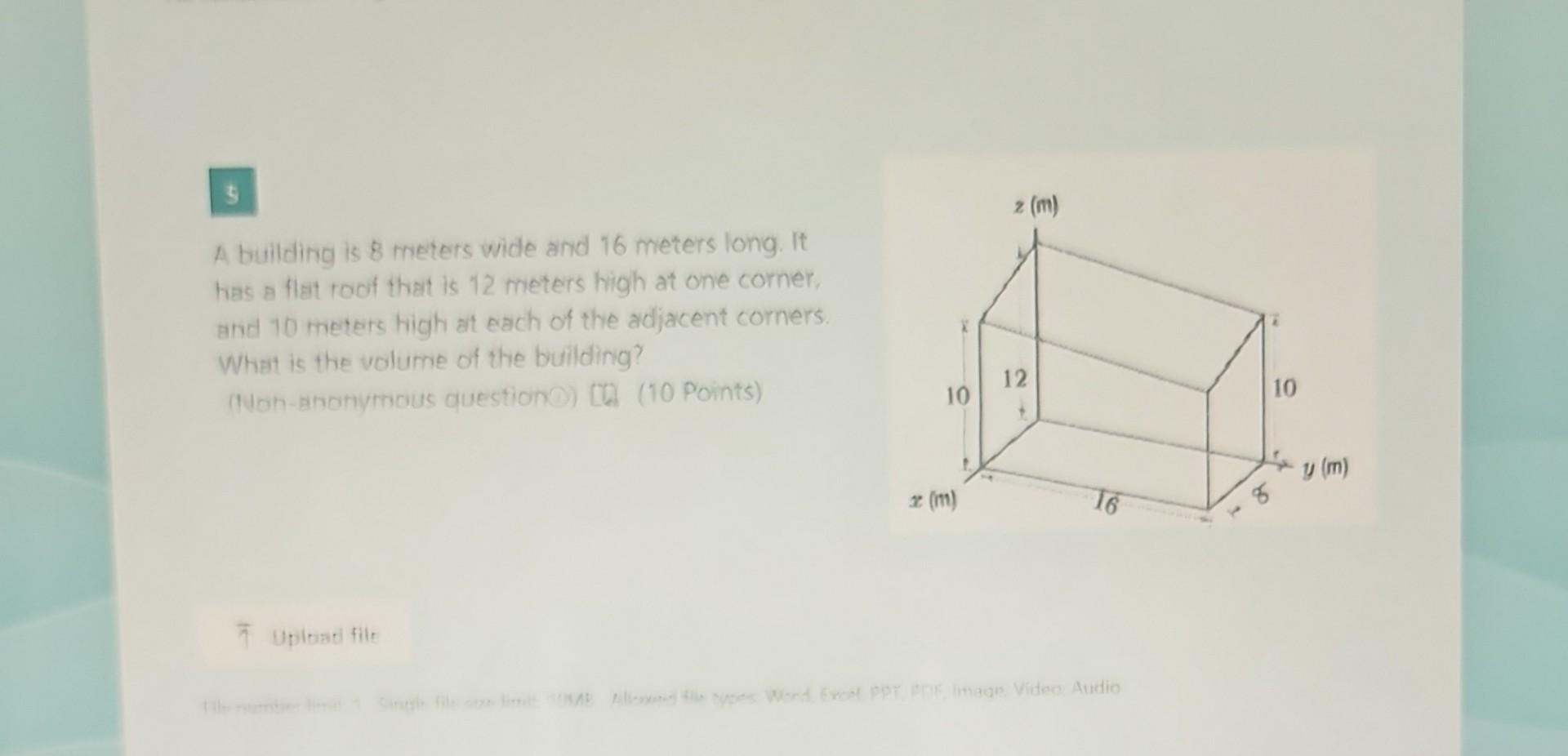 A Building Is 8 Meters Wide And 16 Meters Long It Chegg