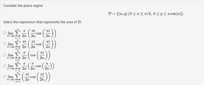 Solved Consider the plane region | Chegg.com