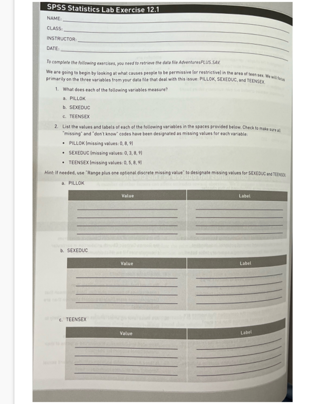 Solved SPSS Statistics Lab Exercise | Chegg.com