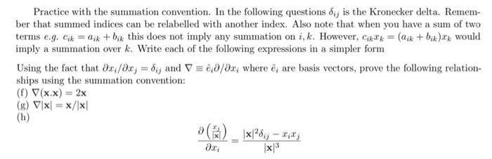 Practice with the summation convention. In the | Chegg.com