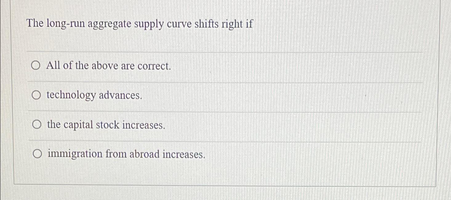 Solved The longrun aggregate supply curve shifts right