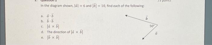 Solved In The Diagram Shown, ∣a∣=6 And ∣b∣=10, Find Each Of | Chegg.com