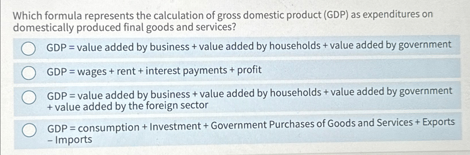 Solved Which formula represents the calculation of gross | Chegg.com