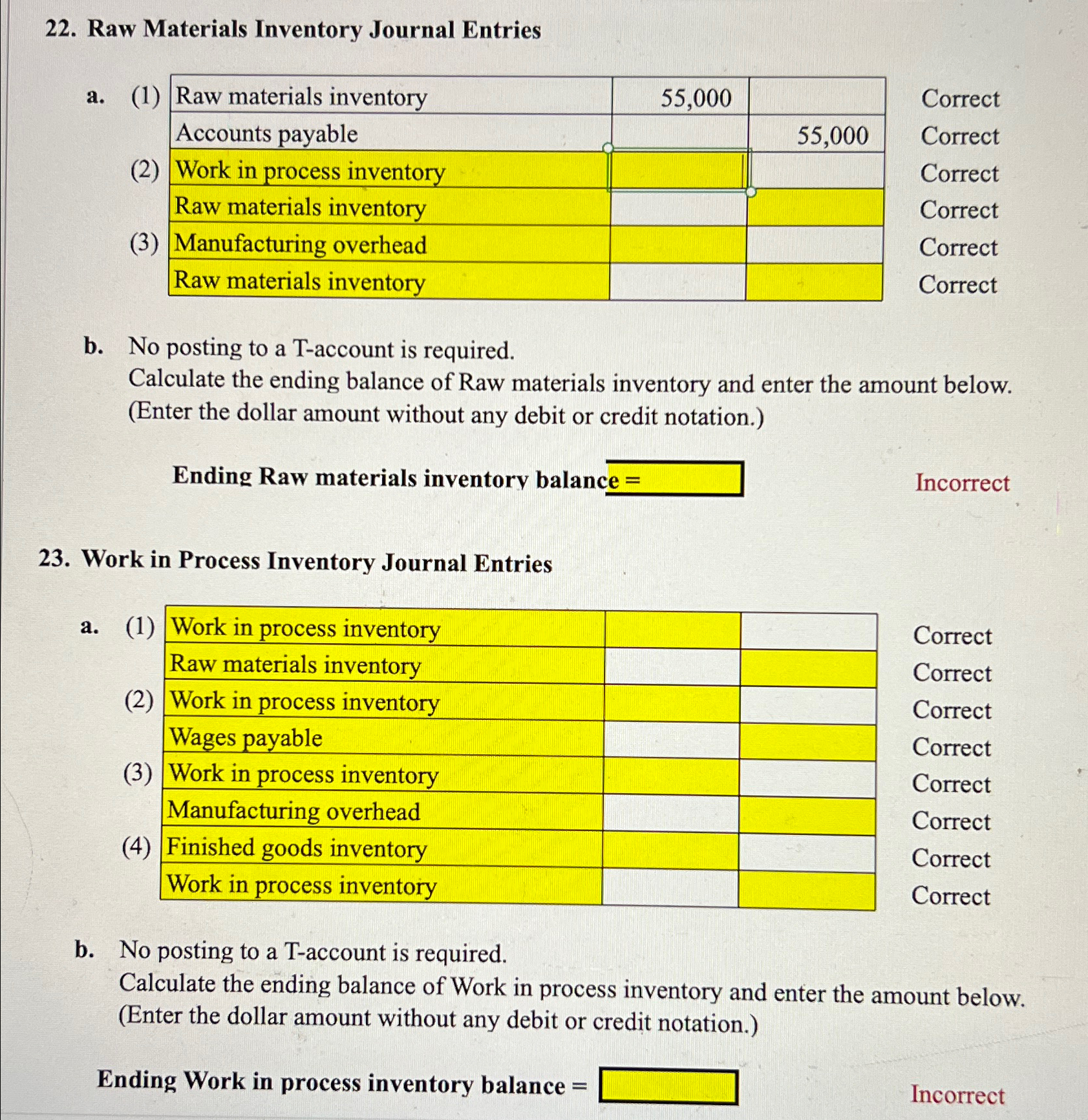 Raw Materials Inventory Journal | Chegg.com