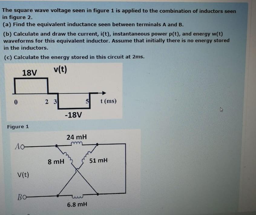 Solved The square wave voltage seen in figure 1 is applied | Chegg.com