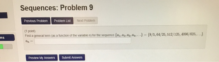 Solved Sequences: Problem 9 Previous Problem Problem List | Chegg.com