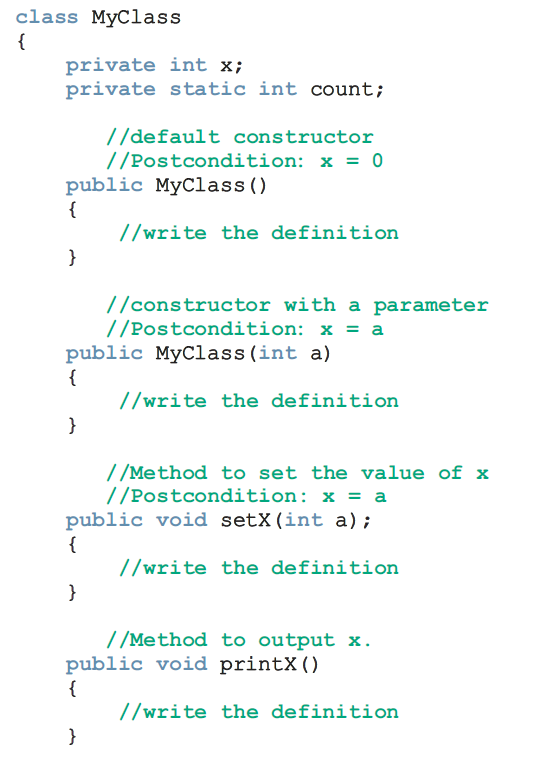 Solved: Consider the following definition of the class MyClass ...