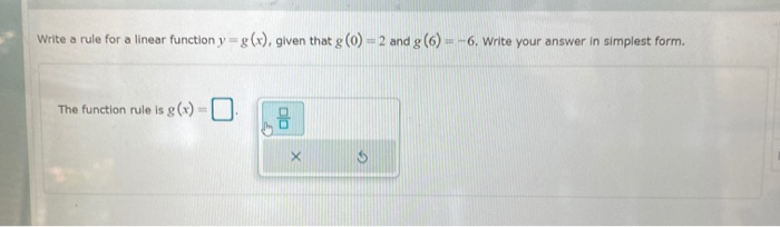 Solved Write a rule for a linear function y = g(x), given | Chegg.com
